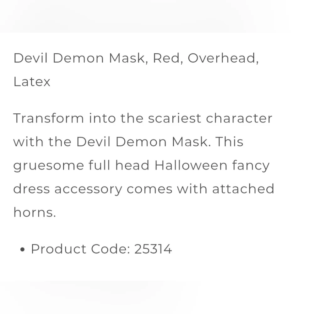NWT! Smiffy's Devil Latex Mask